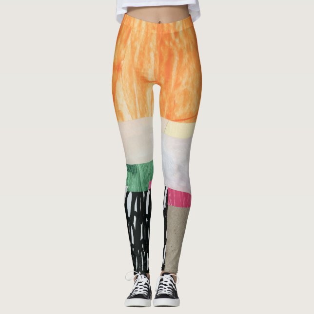 Collage Art, modern bunt abstrakt. Leggings (Vorderseite)