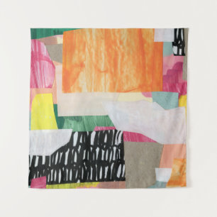 Collage Art, modern bunt abstrakt. Wandteppich