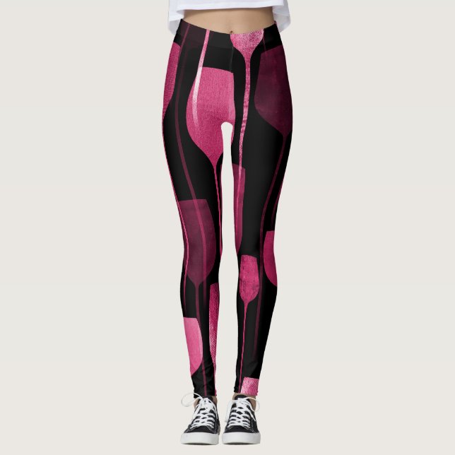 Collage Art: Party Drinks Muster. Leggings (Vorderseite)