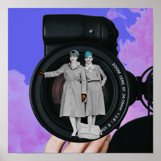 Collage Art Print "Friendly Skies" Poster (Vorne)