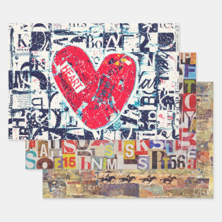 Collage Artwork Papers for decoupage and more Geschenkpapier Set