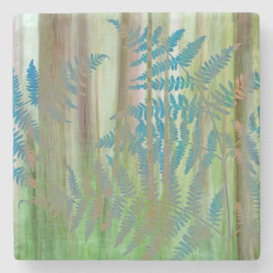 Collage aus Adlerfarnen und Wald   Seabeck, WA Steinuntersetzer