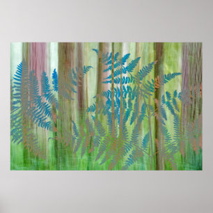 Collage aus Brackenfarn und Wald   Seabeck, WA Poster