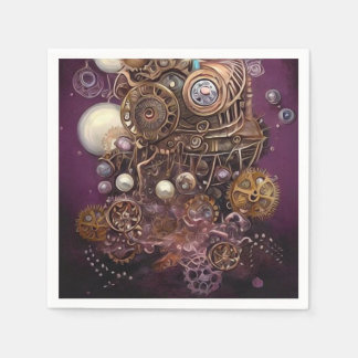Collage aus gestrichenen Steampunk-Elementen 6 Serviette