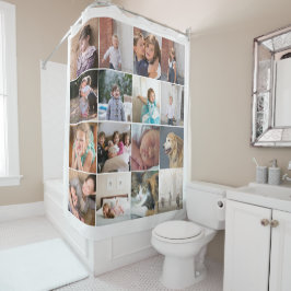 Collage aus personalisiertem Foto mit sechzehn Fot Duschvorhang