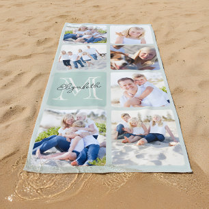 Collage aus personalisierten Fotos der Familie 7 - Strandtuch