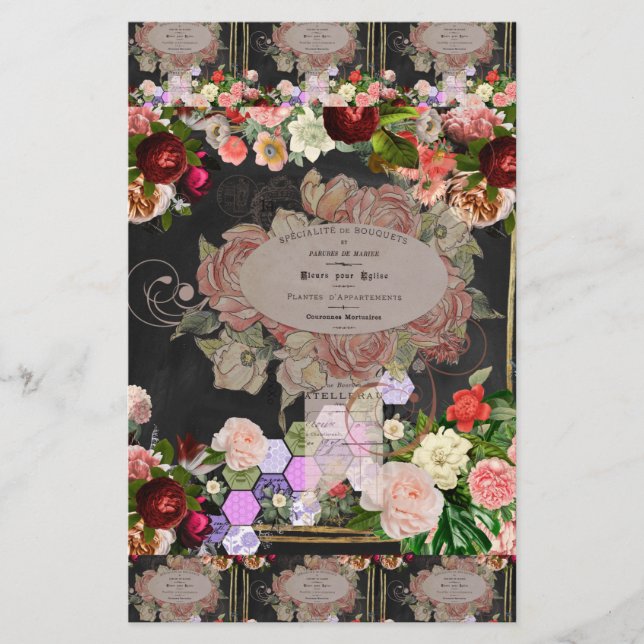 Collage aus Shabby Chic, französisch chic, ländlic Briefpapier (Vorderseite)