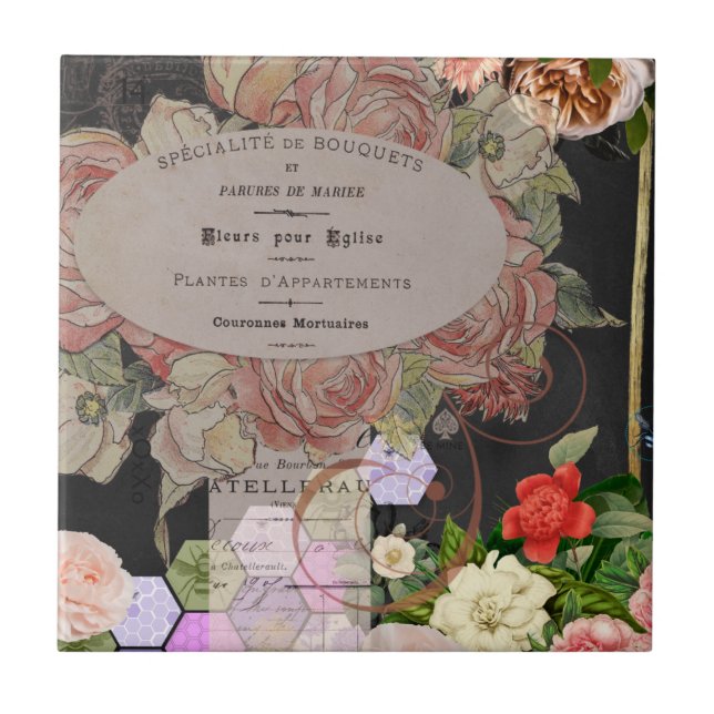 Collage aus Shabby Chic, französisch chic, ländlic Fliese (Vorderseite)