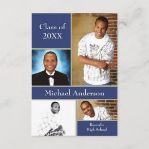 Collage bleu/gris - 3x5 Faire-part de graduation