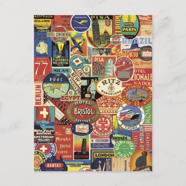 Collage bon Reise Postkarte (Vorderseite)