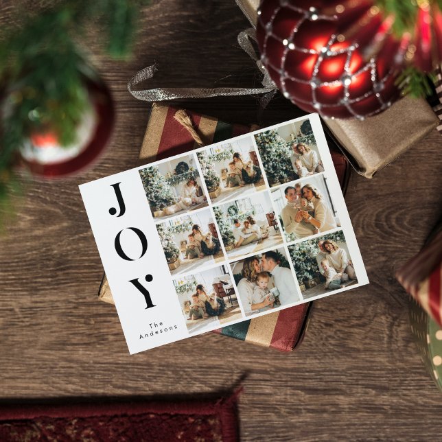 Collage Christmas Nine Fotos | Happy Joy Holiday Postkarte (Von Creator hochgeladen)
