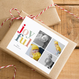 Collage Christmas Vier Fotos | Farbenfrohe Freude Postkarte