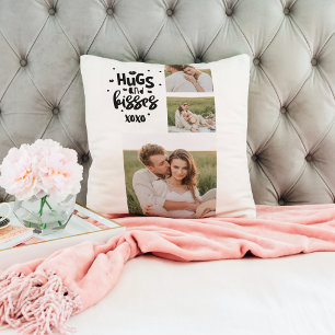 Collage Couple Foto & Hugs and Kisses Phrase Liebe Kissen