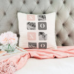 Collage Couple Foto & Pastel Pink & Gray XOXO Kissen<br><div class="desc">Collage Couple Foto & Pastel Pink & Gray XOXO</div>