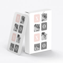 Collage Couple Foto & Pastel Pink & Gray XOXO Spielkarten