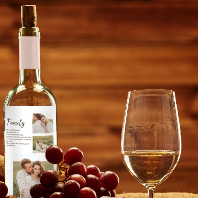 Collage Couple Foto & Romantic Family Gift Weinetikett (Von Creator hochgeladen)