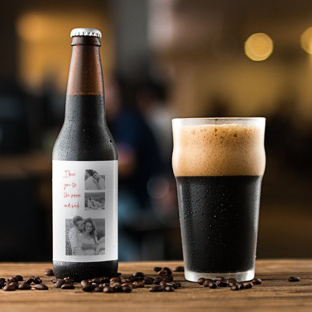 Collage Couple Foto & Romantic Quote Liebe Sie sin Bierflaschenetikett (Von Creator hochgeladen)