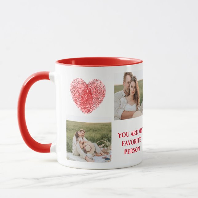 Collage Couple Foto & Romantic Quote Tasse (Links)