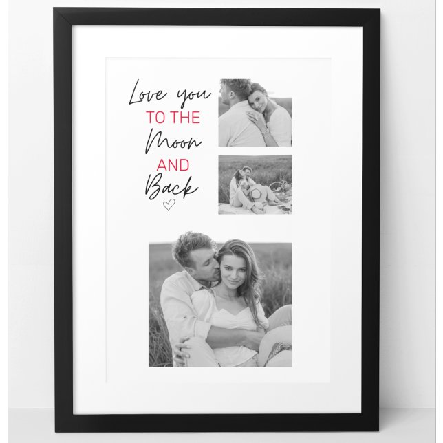 Collage Couple Foto & Romantisches Zitat zum Mond Poster (Von Creator hochgeladen)