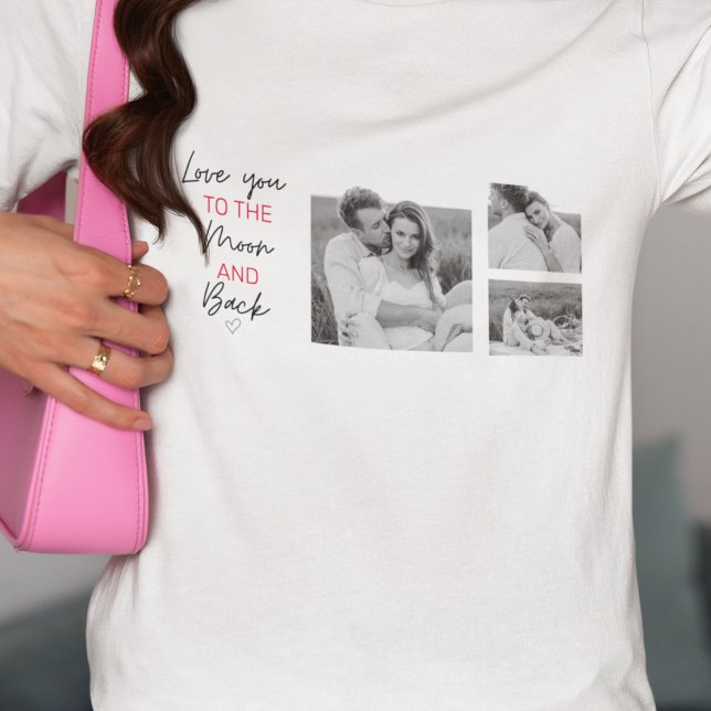 Collage Couple Foto & Romantisches Zitat zum Mond T-Shirt (Von Creator hochgeladen)