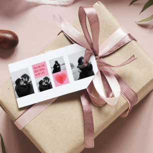 Collage Couple Foto   Valentines Rosa und Rotes He Geschenkanhänger