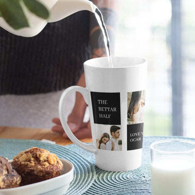 Collage Couple Foto | Valentingeschenk Milchtasse (Von Creator hochgeladen)