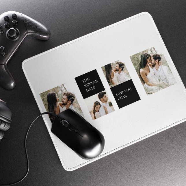 Collage Couple Foto | Valentingeschenk Mousepad (Von Creator hochgeladen)