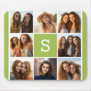 Collage Custom Monogram - Lime Green Mousepad