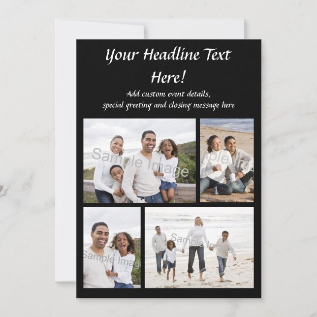 Collage de 4 photos Carte de voeux ou invitation (Devant)