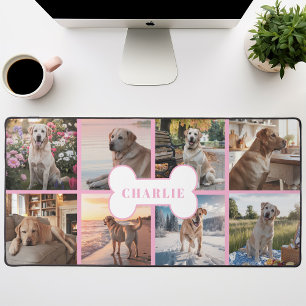 Collage de 8 photos personnalisé Os de Chien Rose 