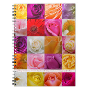 Collage de fleur avec la citation de Rumi - carnet