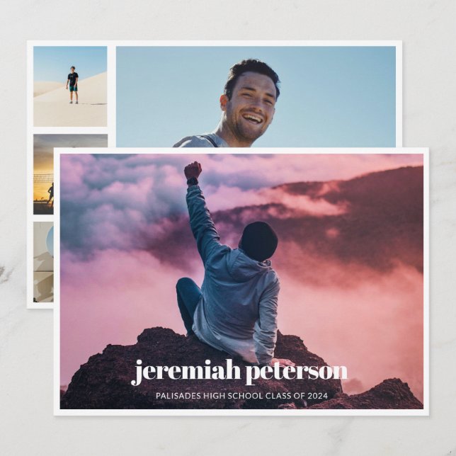 Collage de photos 2024 Faire-part de graduation (Devant / Derrière)
