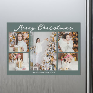 Collage de photos de Noël Carte magnétique grise v