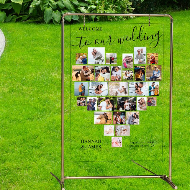 Collage de photos du coeur 29 Mariage de photos Bi (Acrylic wedding sign with heart shaped photo collage)