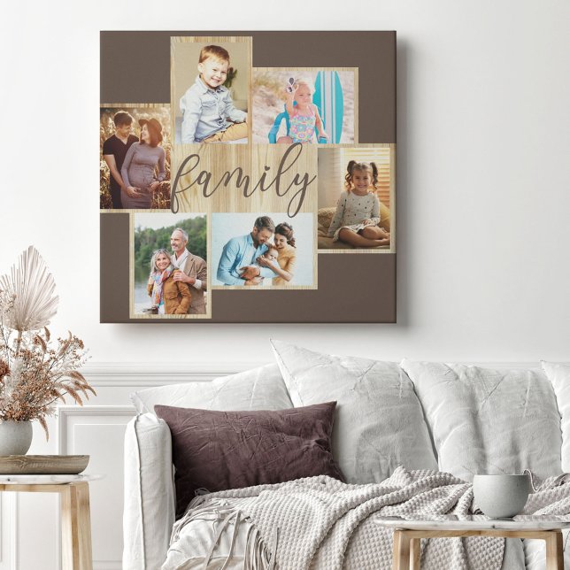 Collage de photos familiales Cadre en bois toile B (Créateur téléchargé)