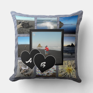 Collage de photos monogrammes oreiller à lancer