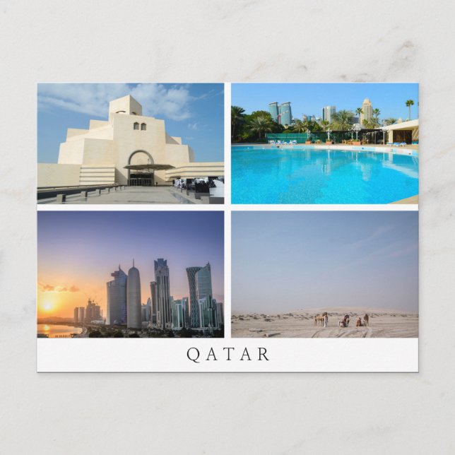 Collage de quatre paysages au Qatar carte postale (Devant)
