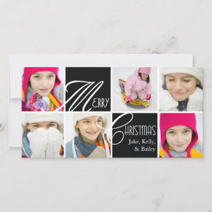 Collage de script de Noël en carte de voeux noire