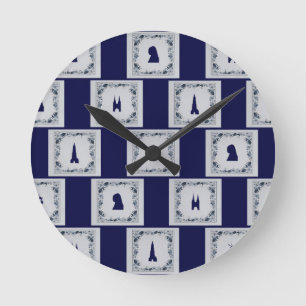 Collage Delft blue tiles Runde Wanduhr
