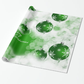 Collage der grünen Schneeflocke-Weihnachtsbälle Geschenkpapier