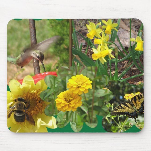 Collage der Natur im Flug Mousepad (Vorne)