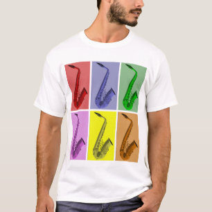 Collage des bunten Saxophon-Musik-T-Shirts T-Shirt