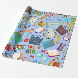 Collage des Schulbedarfs Geschenkpapier
