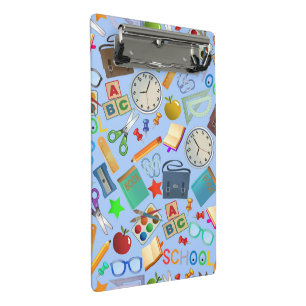 Collage des Schulbedarfs Mini Klemmbrett