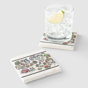 Collage Drawing Steinuntersetzer