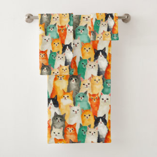 Collage du Motif de chats aquarelle