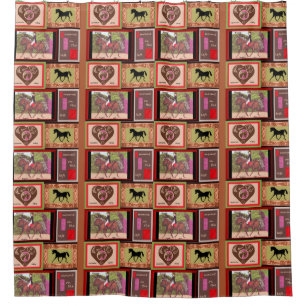 collage Equestrian Dressage Cheval rideau de douch