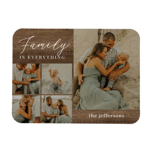 Collage familial Rustique moderne Magnet personnal (Horizontal)