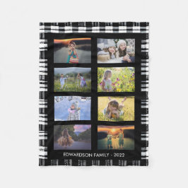 Collage Family Foto auf Büffel kariert gemustert Fleecedecke