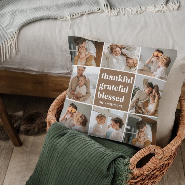 Collage Family Foto | Dankbar, gesegnet Kissen (Von Creator hochgeladen)